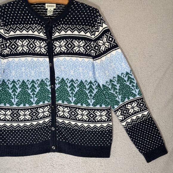 Classic Elements Womens Sweater Size M Fair Isle Christmas Holiday Cardigan Cozy - Picture 3 of 16